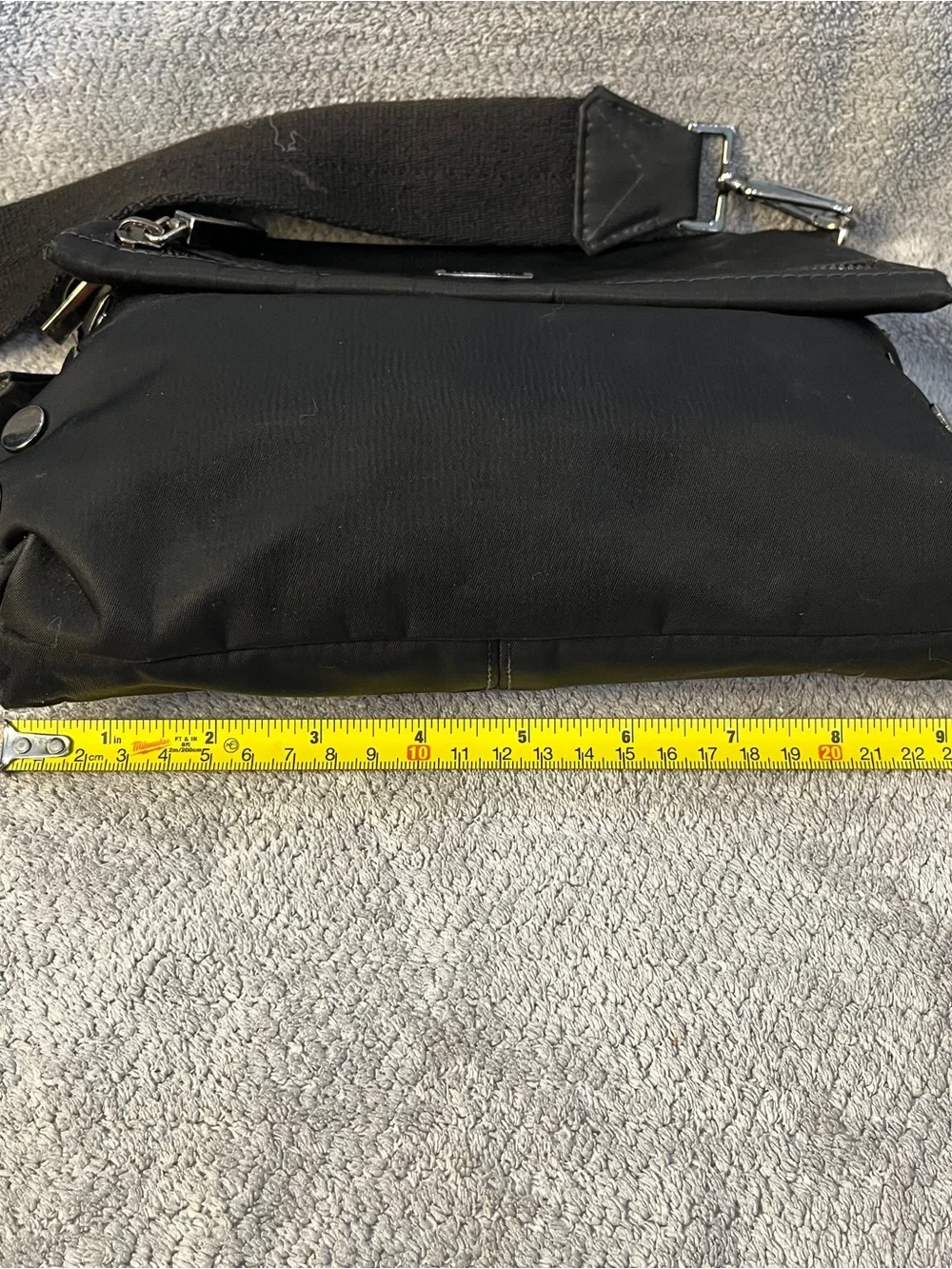 Hammitt Black Nylon Magnetic Foldover Crossbody Bag with Metal Rivets studs